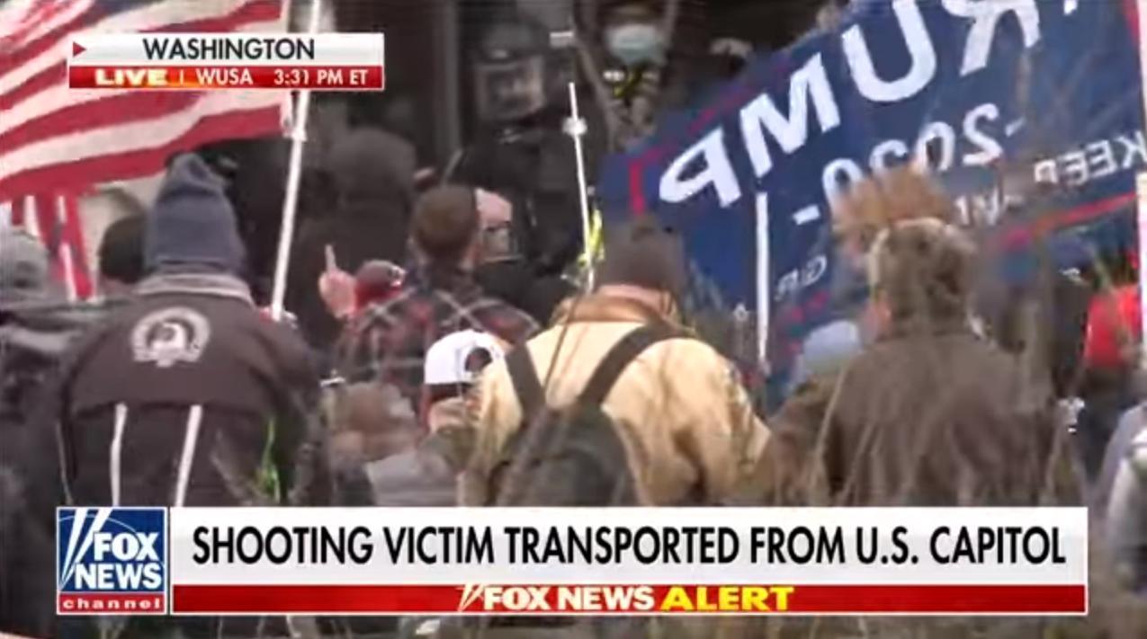 暴動混亂中有人遭槍擊中彈受傷，情況混亂。（翻攝自FOX NEWS）