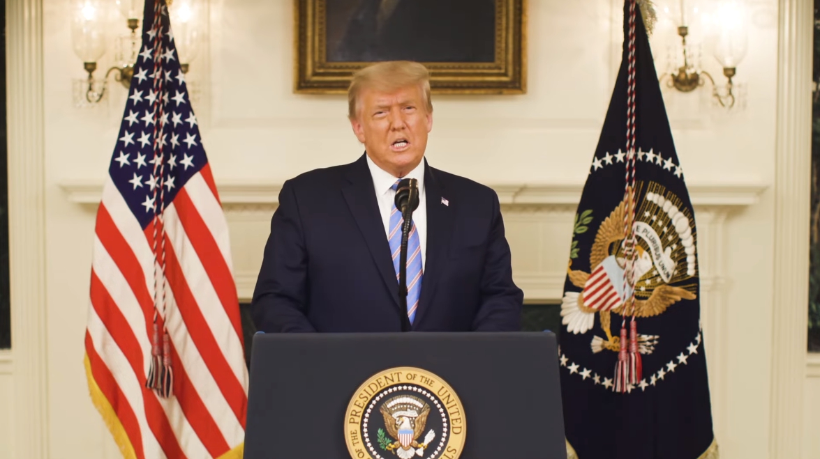 川普在確認敗選後首度露面發聲，向美國人民喊話「能當你們的總統是我一生的榮幸。」（翻攝川普推特）