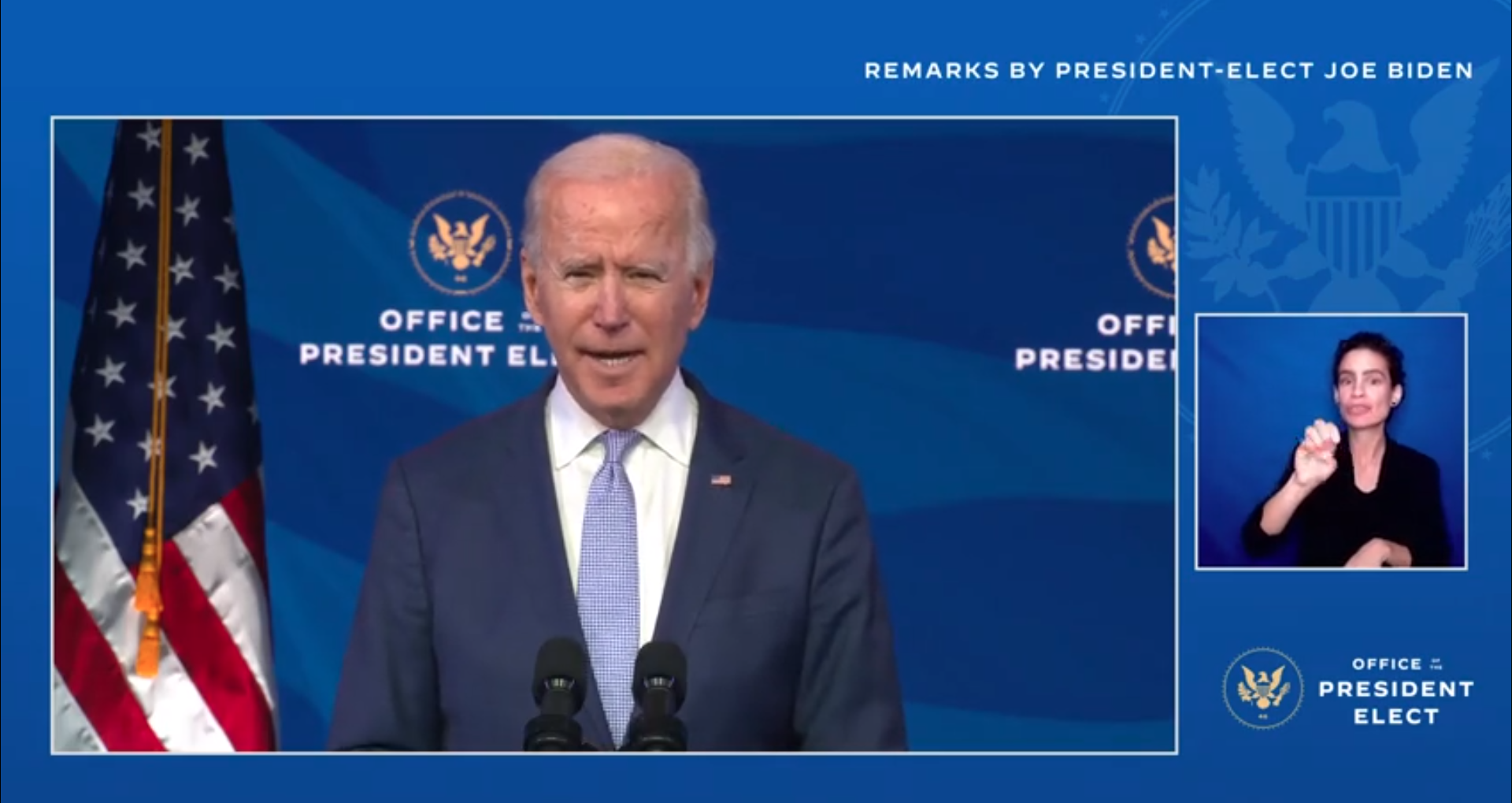 美國總統拜登公開表示闖入國會的民眾是「暴徒」，表示國會暴動是「美國歷史上最黑暗的日子」。（翻攝自「Biden-Harris Presidential Transition」twitter）