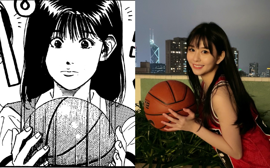 邱淑貞女兒沈月cosplay《灌籃高手》裡的赤木晴子。（翻攝沈月微博）