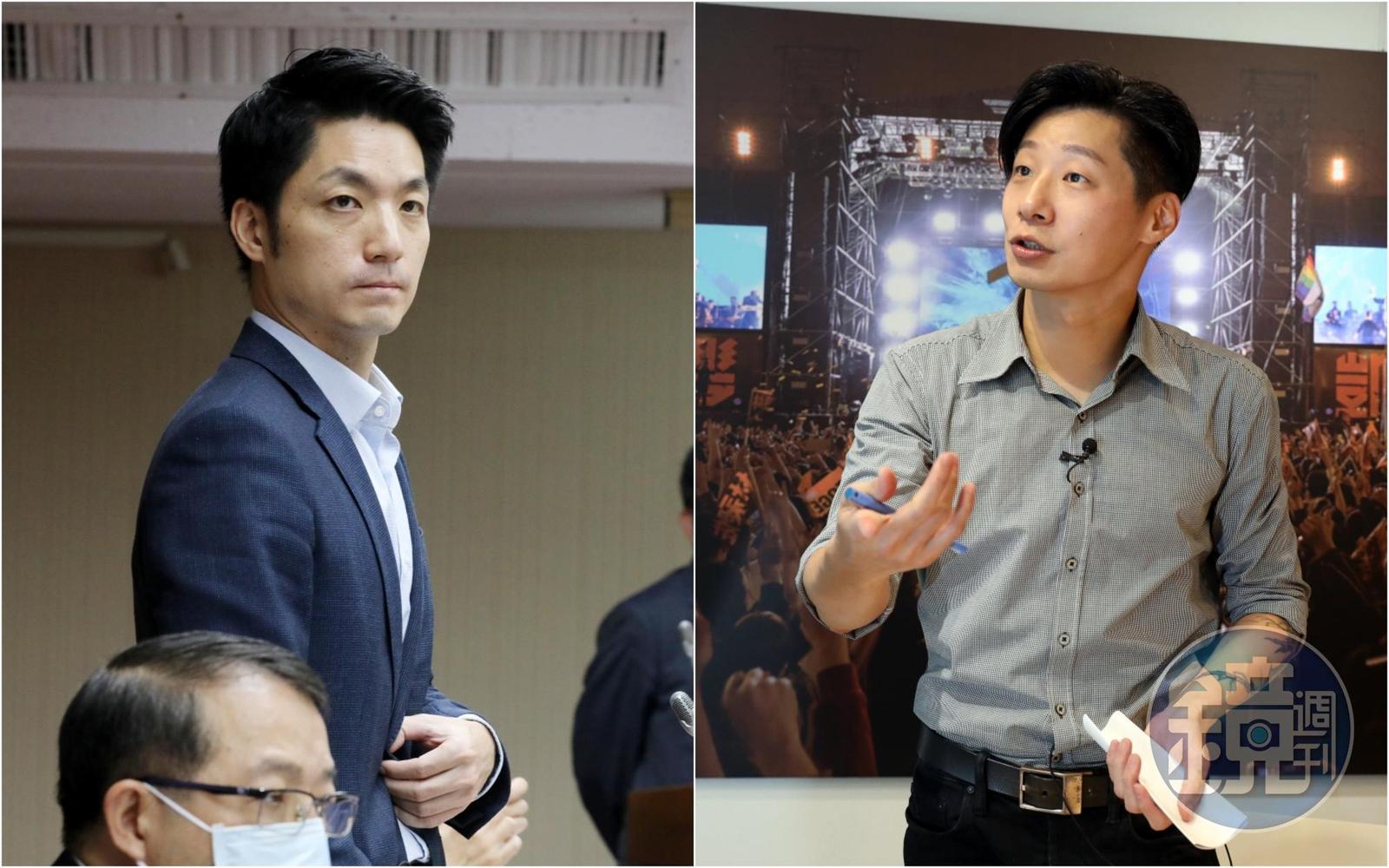 蔣萬安（左）提案返還不法取得之財產，林昶佐（右）認為，財源應由國民黨之黨產來支出。（本刊資料照）