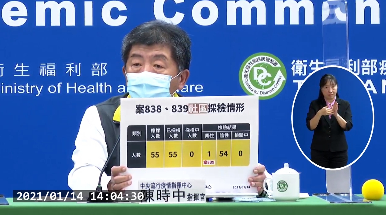 陳時中今日宣布，染疫醫護周遭採檢結果皆為陰性。（翻攝自疾管署YouTube頻道）