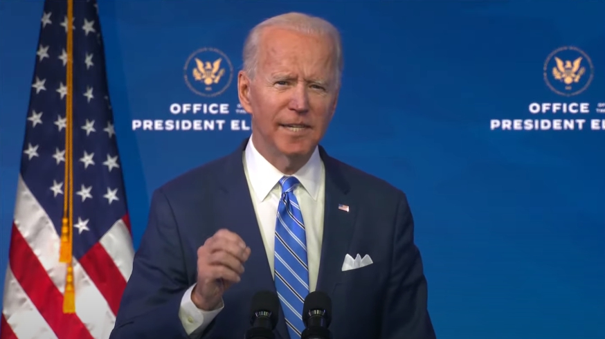 拜登宣布總金額高達1.9兆美元的「美國救援計畫」。（翻攝自Joe Biden YouTube）