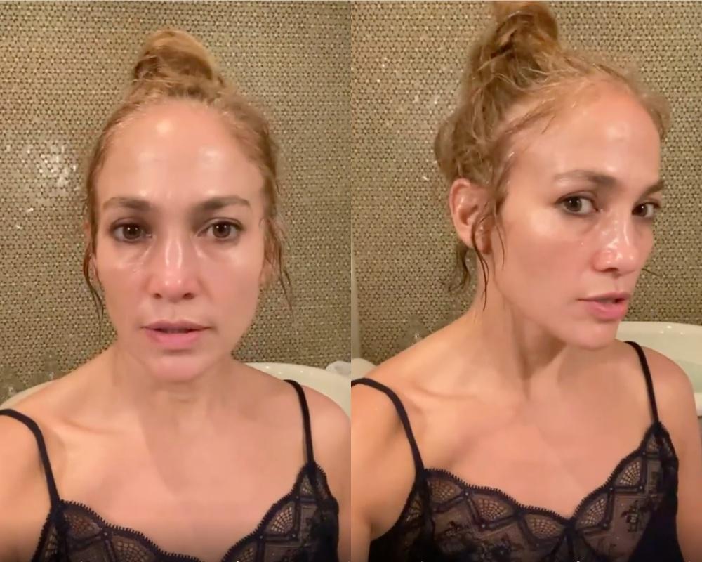珍妮佛羅培茲在Instagram推銷自己的美容品牌，秀出無皺紋的素顏，結果被網友說打過肉毒桿菌。（翻攝自Jennifer Lopez官方Instagram）