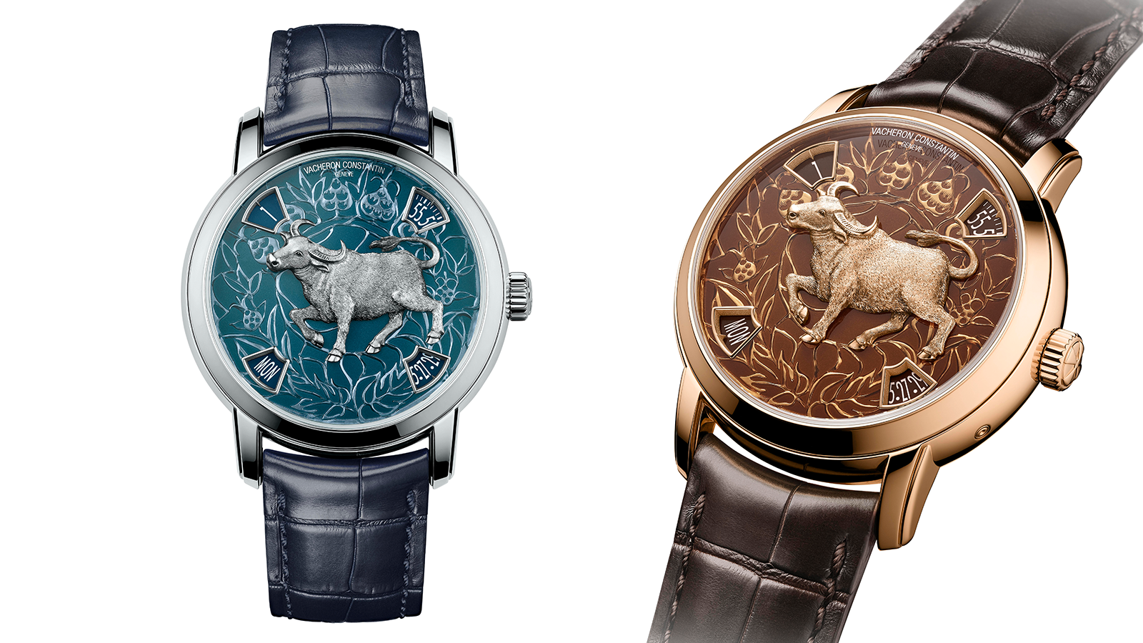 錶徑40mm/鉑金錶殼(左)、18K 5N粉紅金錶殼(右)/時間及日期、星期指示/自動上鏈機芯//建議售價NT$ 4,280,000(左)、NT$ 3,520,000(右)(各限量12只)
