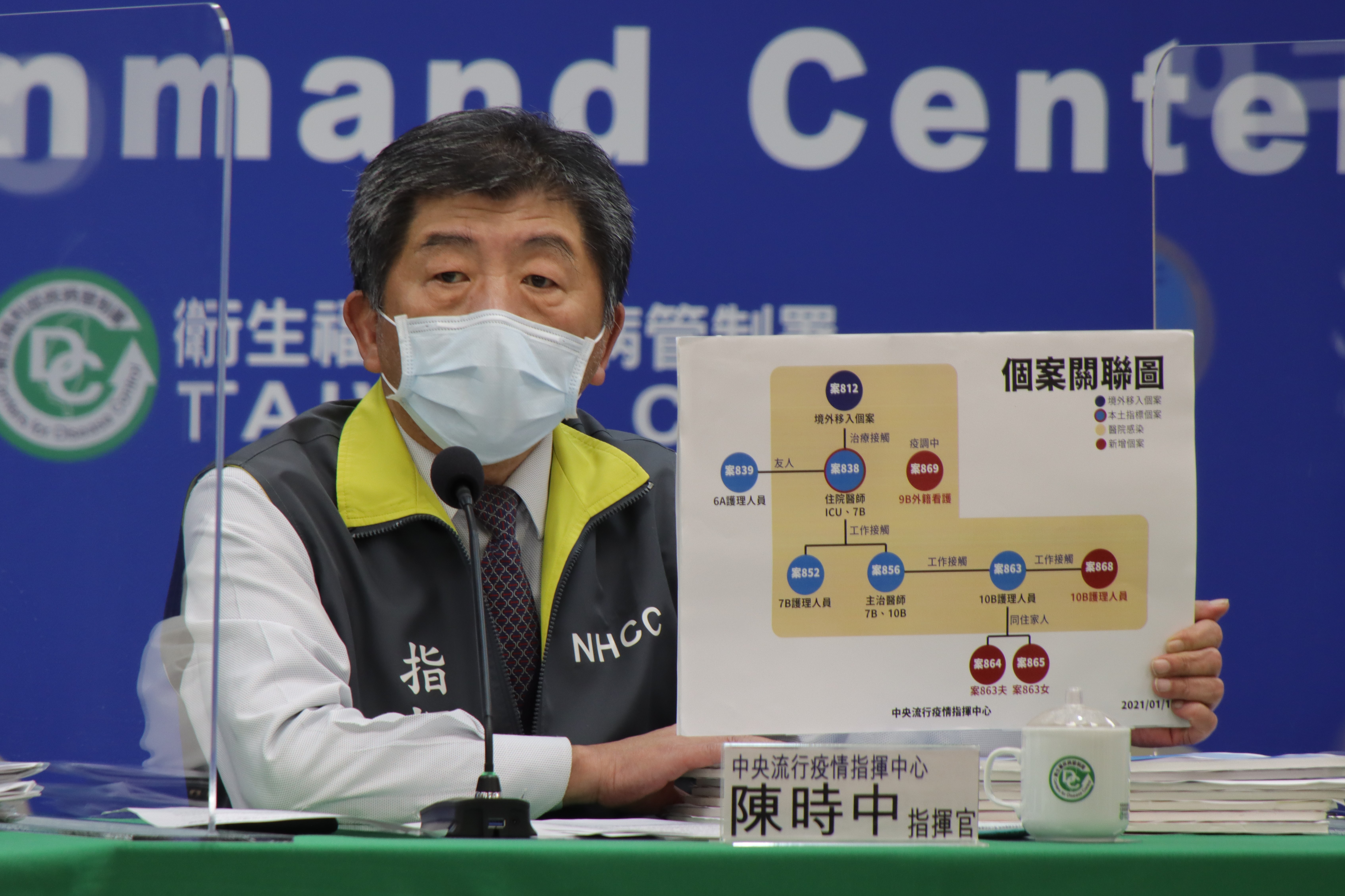 陳時中指出，此次造成院內感染的病毒株為「強勢病毒」。（指揮中心提供）