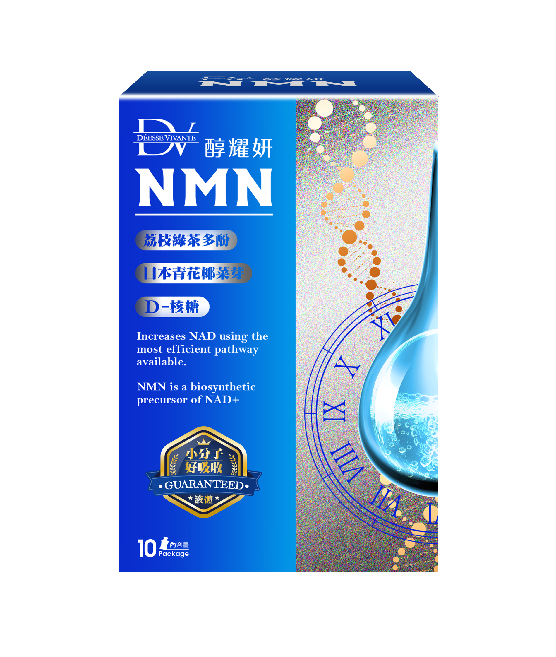 Ella的日常保養品搶搭生命科學領域,「醇耀妍NMN超能飲」中的NMN實驗證實能逆轉人體機能的衰退。而且液態的機能飲品,濃度更高吸收更快。