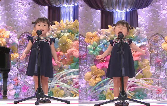 村方乃乃佳參加「第35屆童謠兒歌大賽」演唱《狗狗警察》榮獲兒童部門銀獎，可愛的歌聲和動作更讓她一夕爆紅。（翻攝自YouTube畫面）