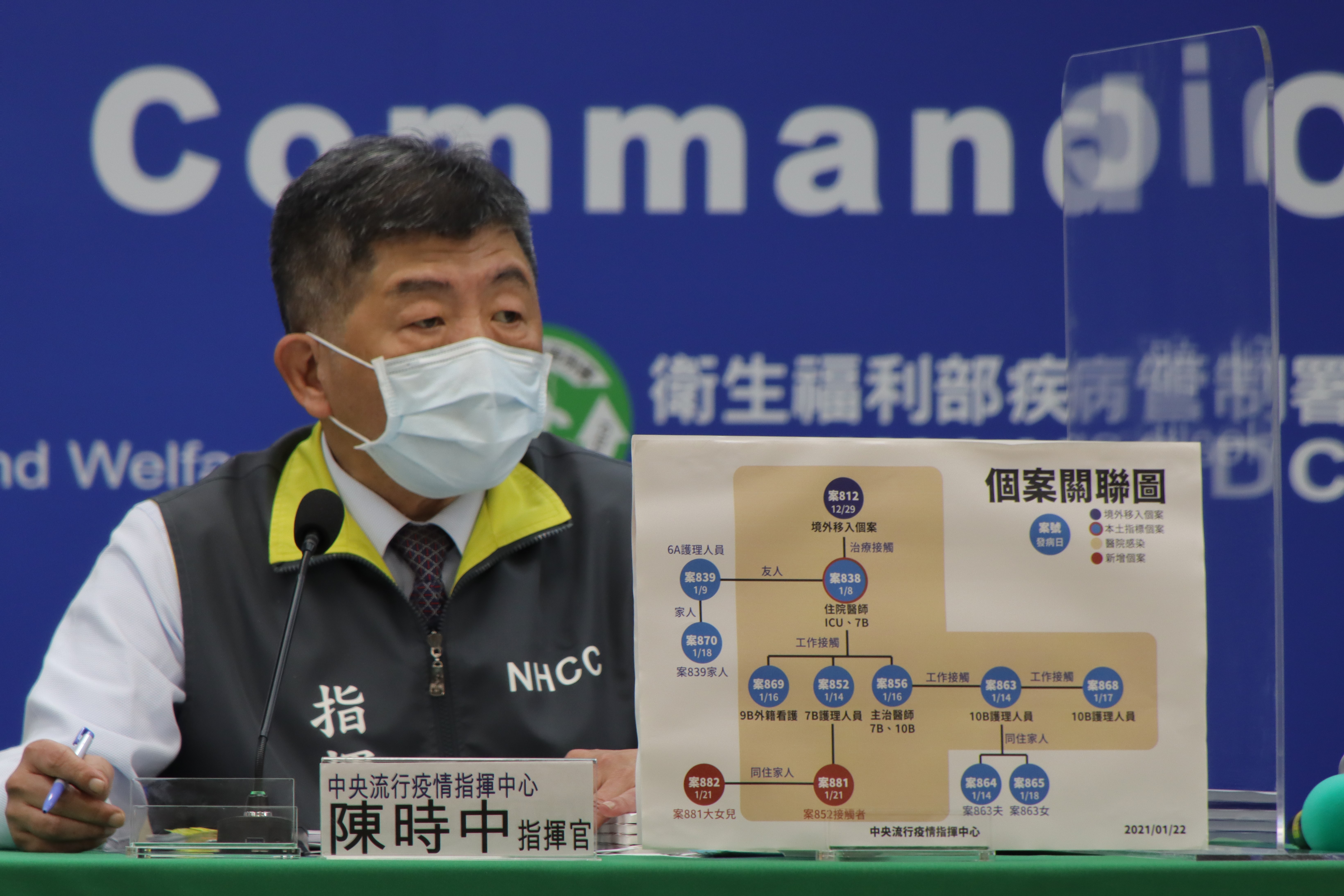 中央流行疫情指揮中心指揮官陳時中公布最新採檢情況。（指揮中心提供）