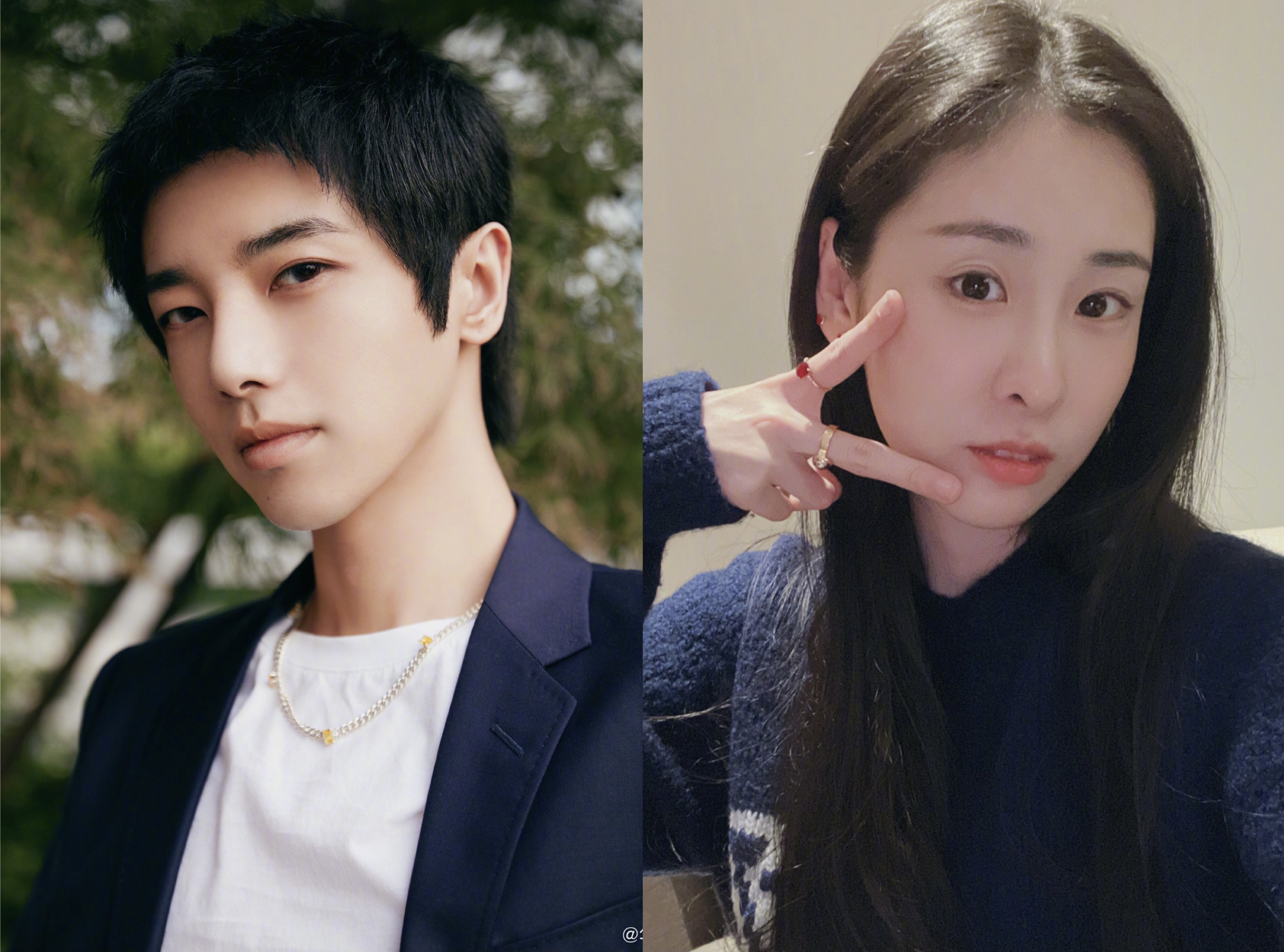 才傳出未婚生子的消息不久，華晨宇（左）、張碧晨（右）在沒直接證據證明下反而都大方承認。（翻攝自華晨宇、張碧晨微博）