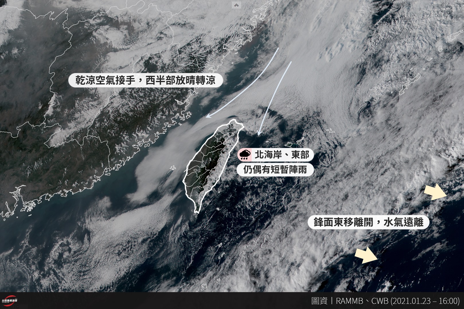粉專提醒,西半部早晚溫差大。(翻攝自「台灣颱風論壇|天氣特急」臉書)