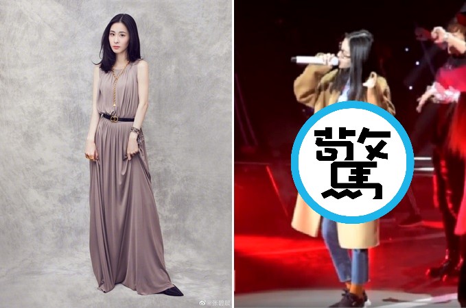  網友往前挖出張碧晨懷孕時的活動畫面，驚呼當時怎麼沒人發現。（翻攝自微博）