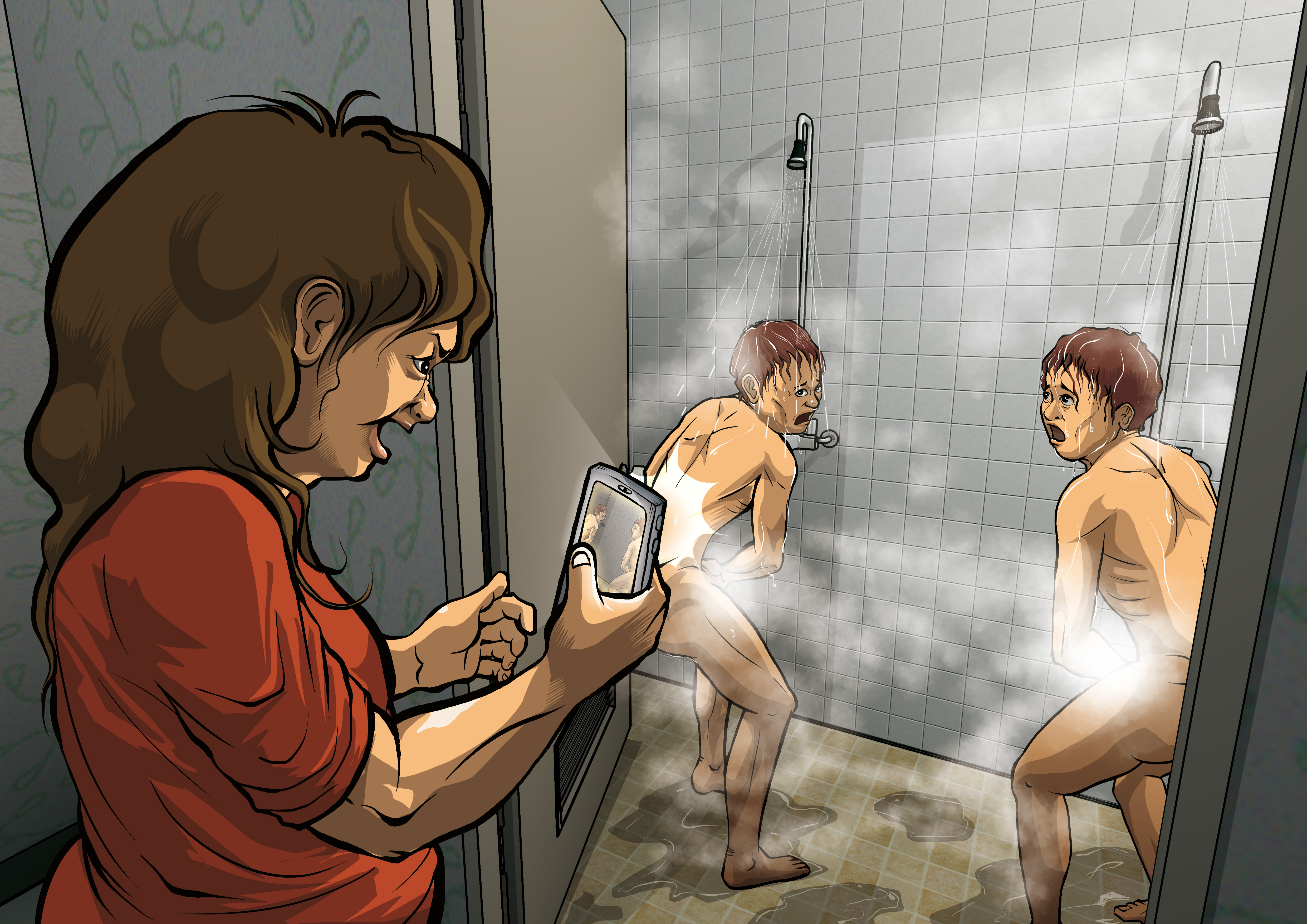 輔導阿姨C女命男院童洗澡不得關門，還用手機拍攝。