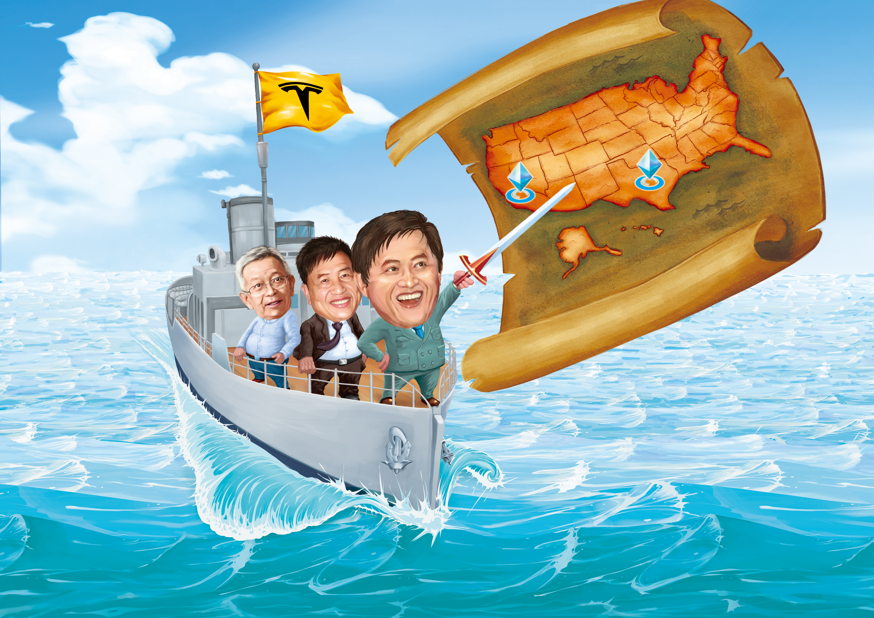 為了穩坐全球電動車龍頭，特斯拉曾密派高層來台，揪和碩、友達等供應商組成台灣隊赴美設廠。