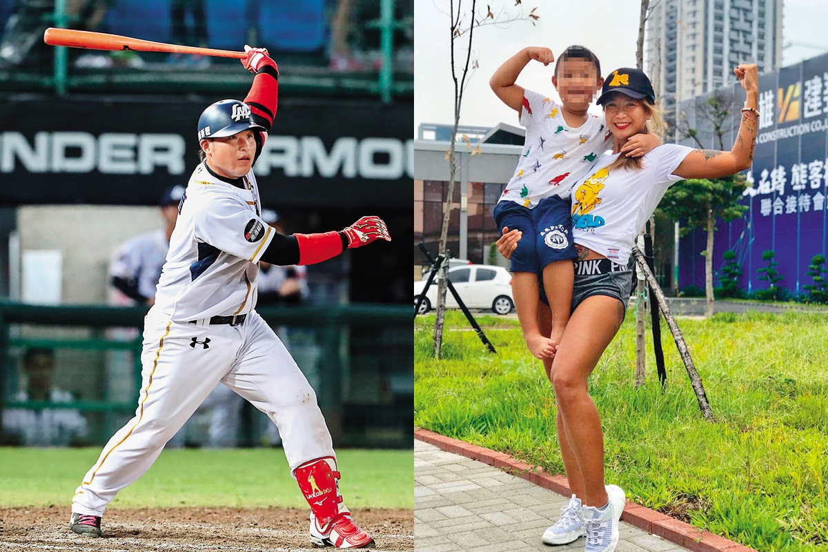 林泓育是中職聯盟第二高薪的球員，去年已經低調與前妻黃哆哆離婚。（左圖翻攝自中華職棒官網、右圖翻攝自黃哆哆IG）