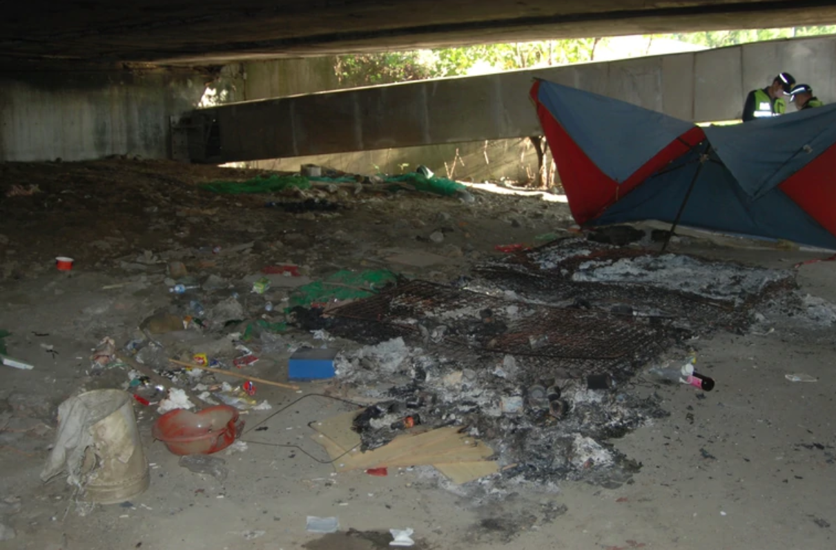 台中市太平區有一名陳姓街友遭縱火燒死,警方成功揪出真凶。(翻攝畫面)