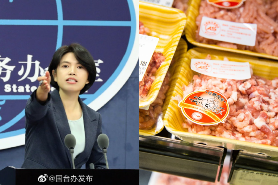 國台辦發言人朱鳳蓮（左）今表示為杜絕含有萊劑的肉品進入中國，將限制開放美豬的台灣的肉品進口。（翻攝自「國台辦發布」微博、本刊資料照）