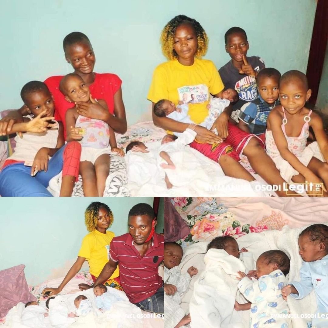 奧恩亨夫妻陸續生下6個孩子，日前再迎4胞胎。（翻攝自Twitter）