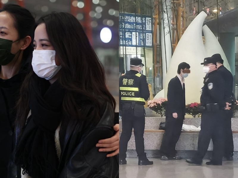 歐陽娜娜為春晚活動赴北京，在機場遭到不明男子索吻又被扯頭髮。（翻攝自娛樂撈飯微博）