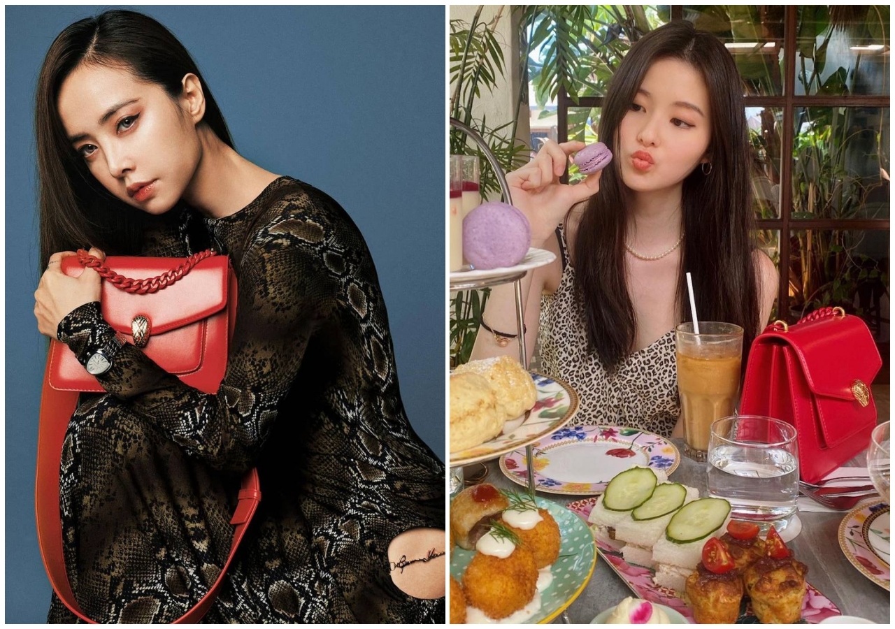蔡依林（左圖）與廖思惟（右圖）分別以性感與青春貴氣等不同氣質，詮釋Serpenti Forever Maxi Chain包款。（翻攝自蔡依林、廖思惟IG）