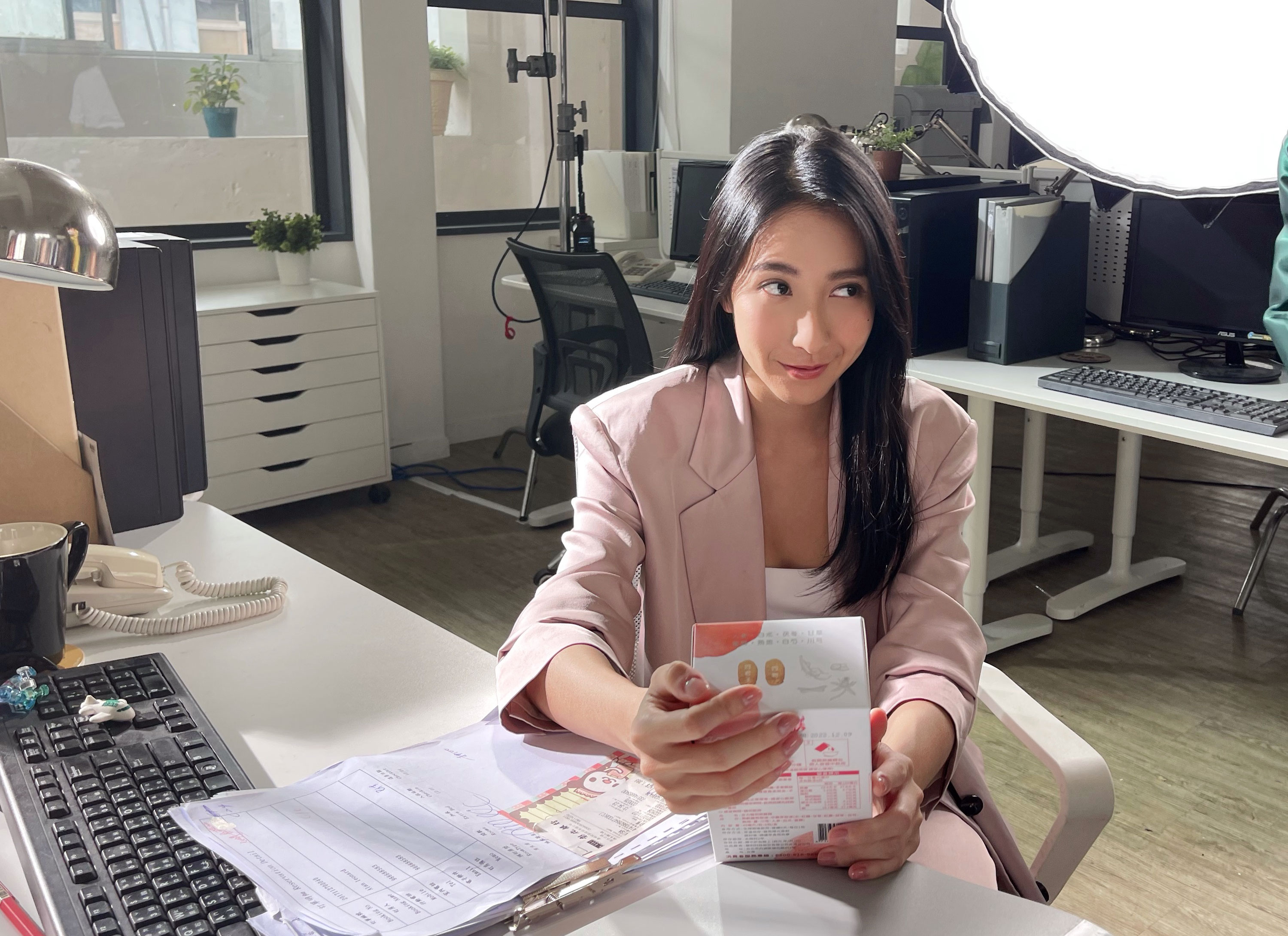 楊晴自信喊可以完美詮釋享受的表情。（TVBS提供）