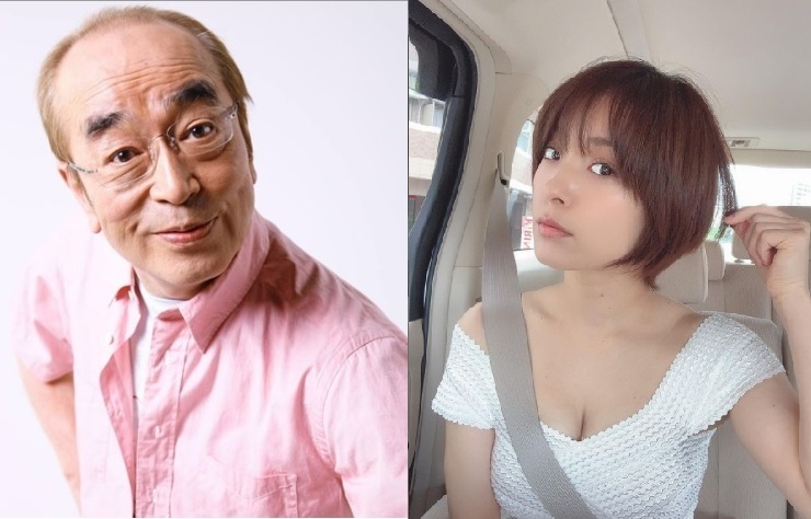 志村健緋聞女友、前AV女優朝美穗香（右）日前透過電視相親，選擇43歲的美容師做為交往對象。（翻攝自志村健臉書／朝美穗香IG）