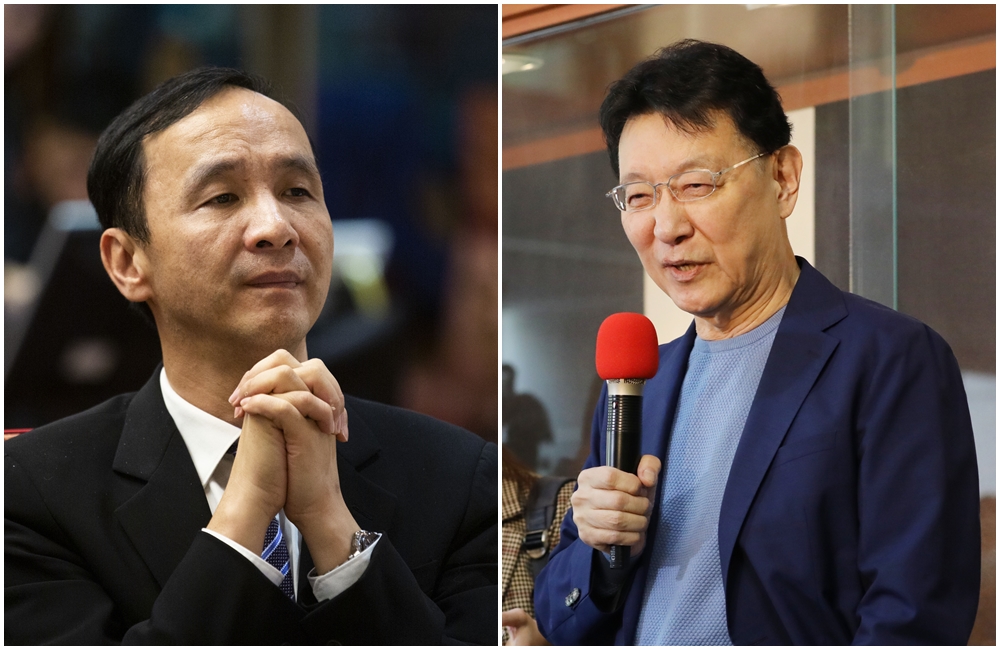 趙少康（右）宣布重返國民黨，黃暐瀚表示黨內大咖江啟臣、朱立倫（左）都難敵趙少康。