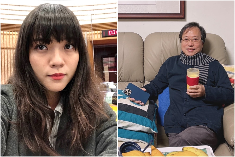 罷免黃捷（左圖）的支持者標語出現「婊子」等歧視字眼，李來希（右圖）在臉書表示：「談婊論婊只是剛剛好而已！」（翻攝自黃捷、李來希臉書）