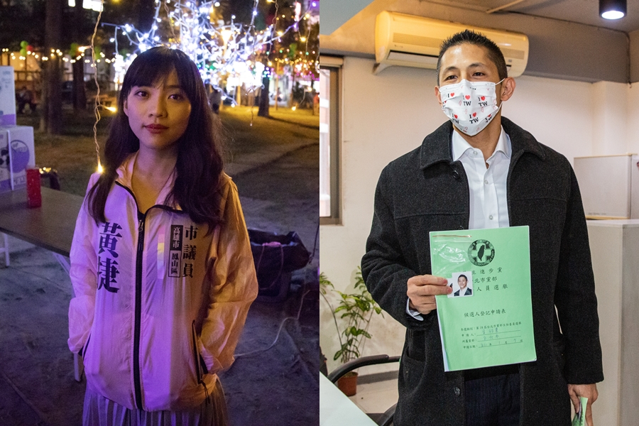 吳怡農(右)今南下高雄挺黃捷(左),呼籲民眾反罷捷。(本刊資料照)