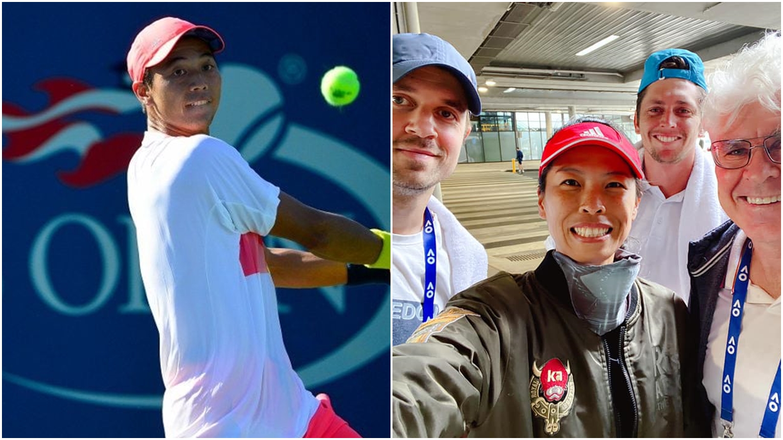 澳網參賽球員居住的飯店驚傳有工作人員確診，相關人員再次接受隔離採檢。（翻攝自盧彥勳臉書、謝淑薇臉書）