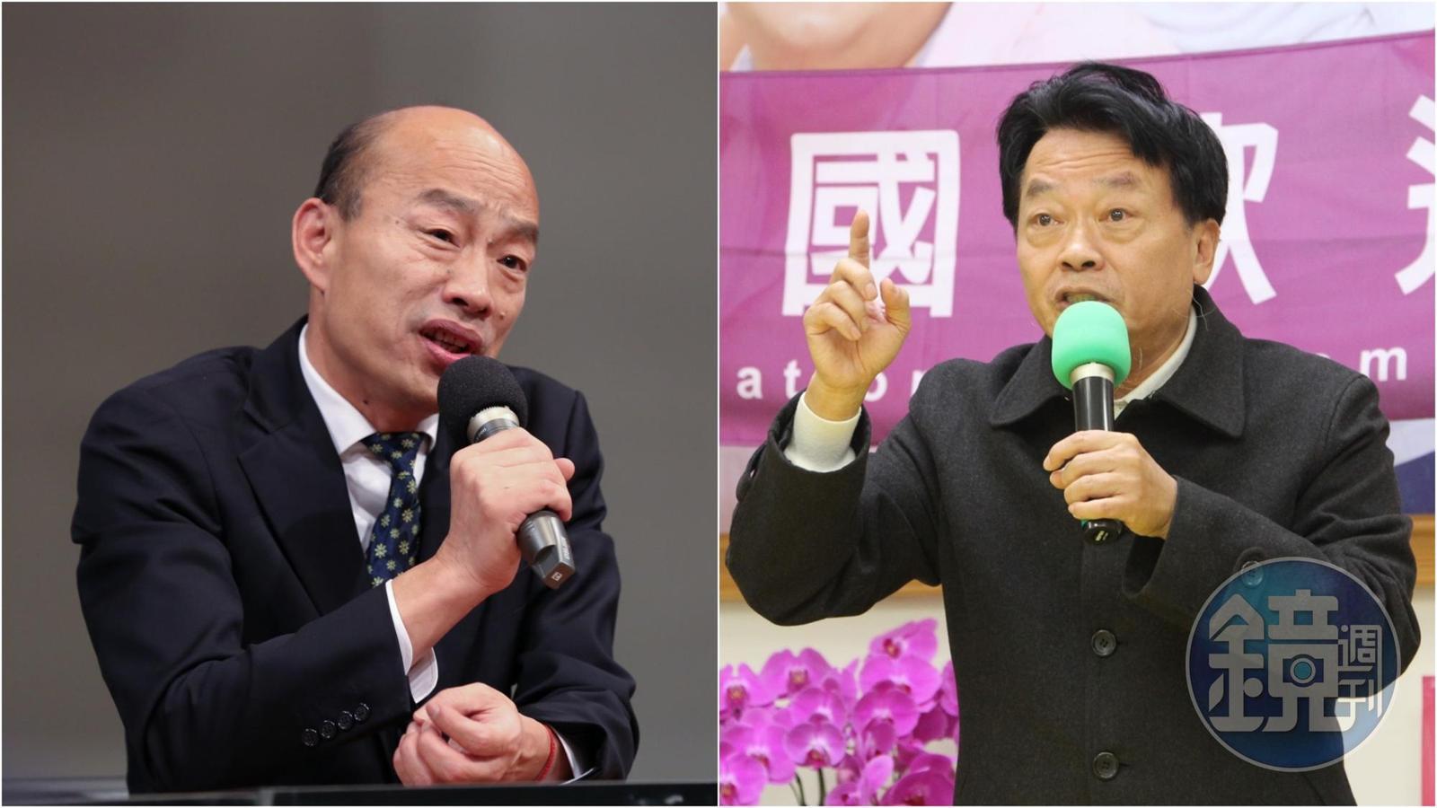韓國瑜（左）競選時被台聯黨主席劉一德（右）指稱進過少觀所，憤而提告。（本刊資料照／翻攝自台聯臉書）