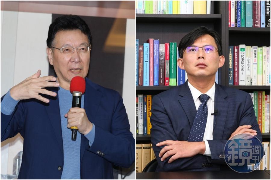 趙少康（左）稱「當選總統52台還給中天」，黃國昌（右）怒批：違法濫權。（合成圖，本刊資料照）