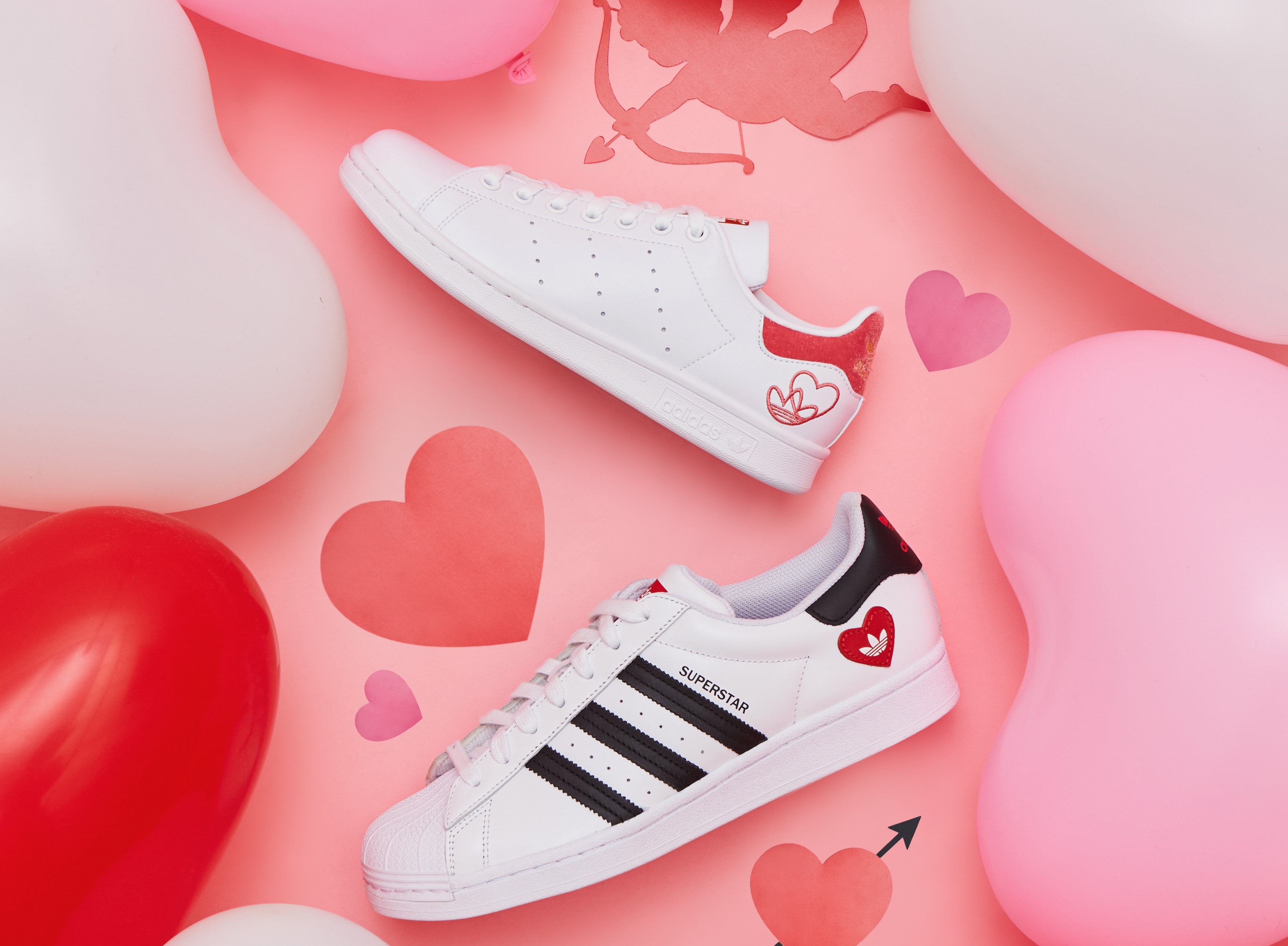 adidas Originals情人節限定系列愛心圖騰鞋款。（adidas Originals提供）