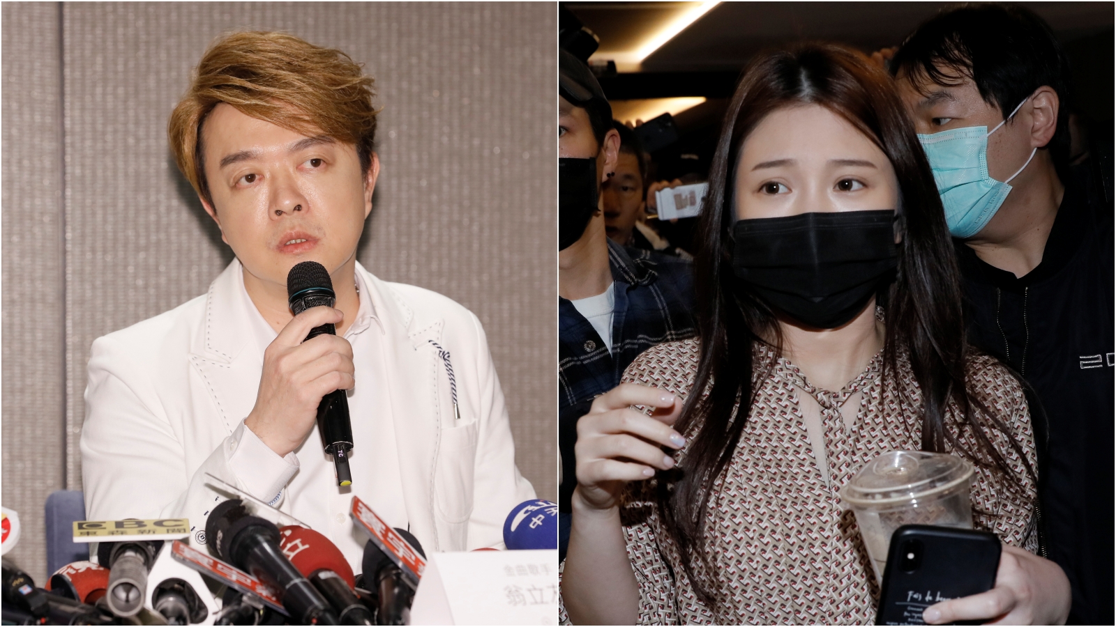 歌手翁立友（左）被控性騷雞排妹（右），疑似目擊者爆料曝光。