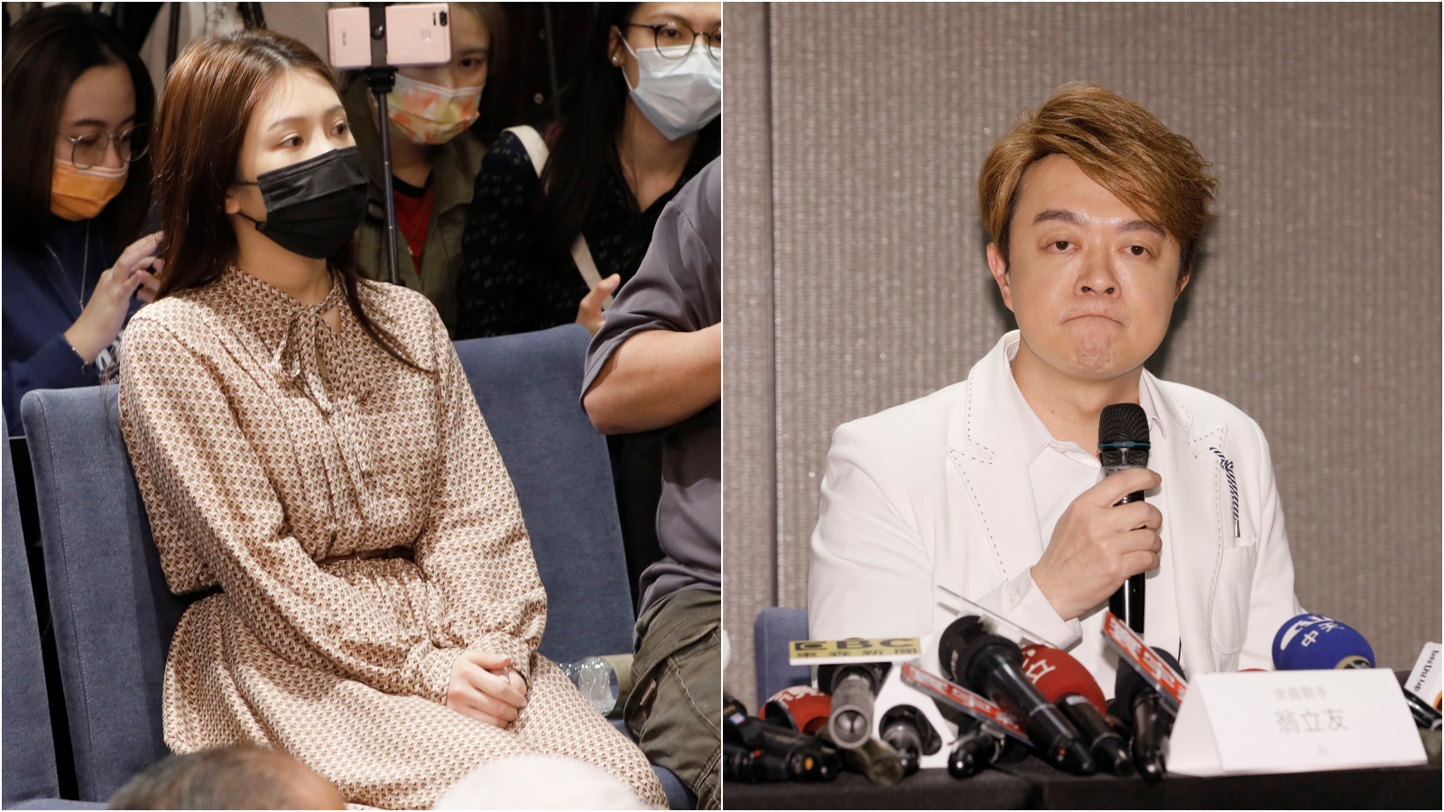 雞排妹（左）控翁立友（右）性騷，雙方僵持不下。