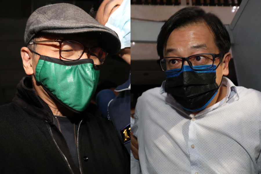 北檢今天起訴勞動基金炒作遠百案，前勞金局組長游迺文（右）和寶佳資產公司執行長唐楚烈（左）等12人被控「違背職務收受不正利益」等罪。（本刊資料照）