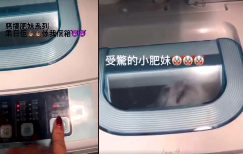 受到驚嚇的貓不斷在洗衣機內掙扎,更試圖頂開機門逃脫。(翻攝自Yuki IG)