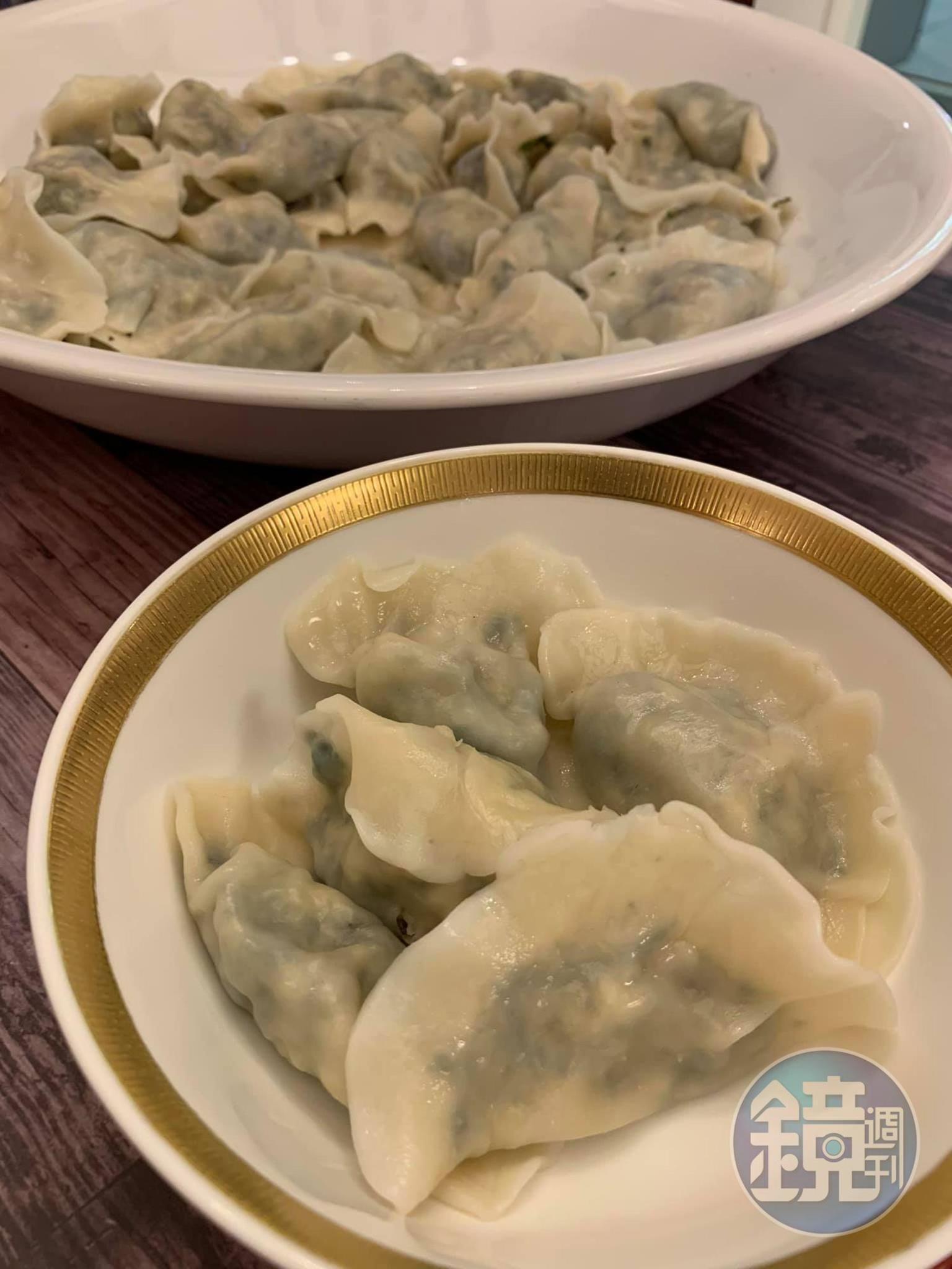 兒子説薺菜素餃子很不錯，可常吃。
