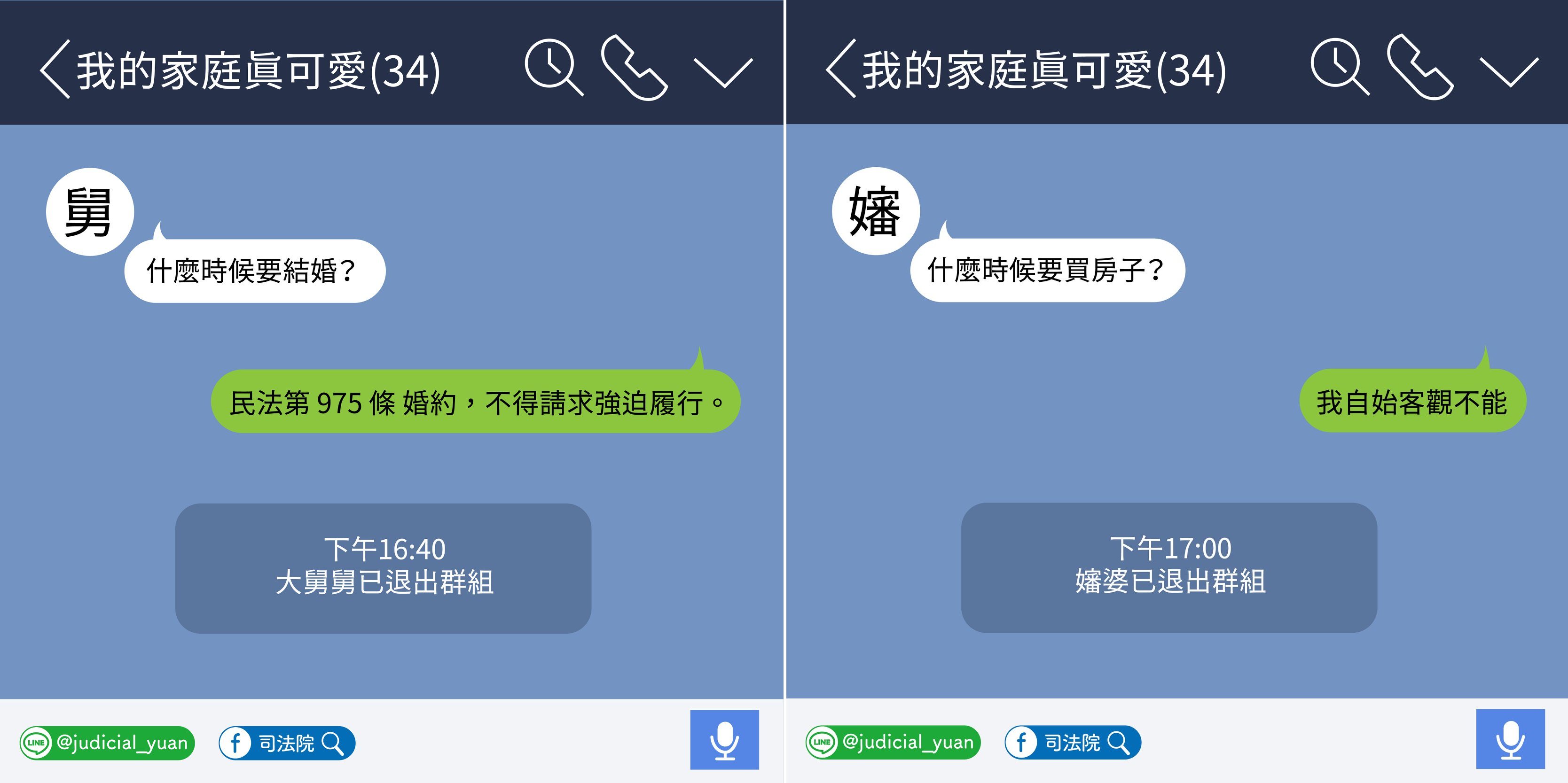 過年期間面對許多親戚的問題,司法院教你如何用法律人的方式神回覆。(翻攝自司法院臉書)