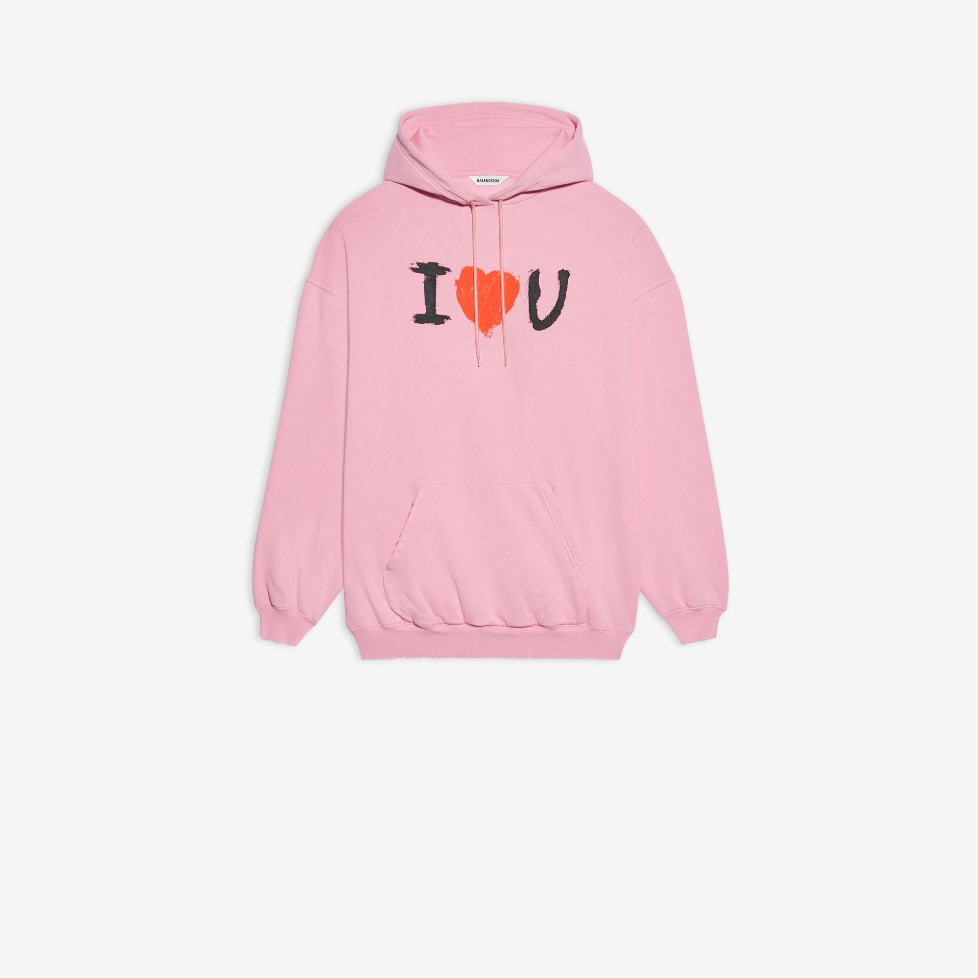粉色I Love You連帽衛衣。NT$32,500。(BALENCIAGA提供)
