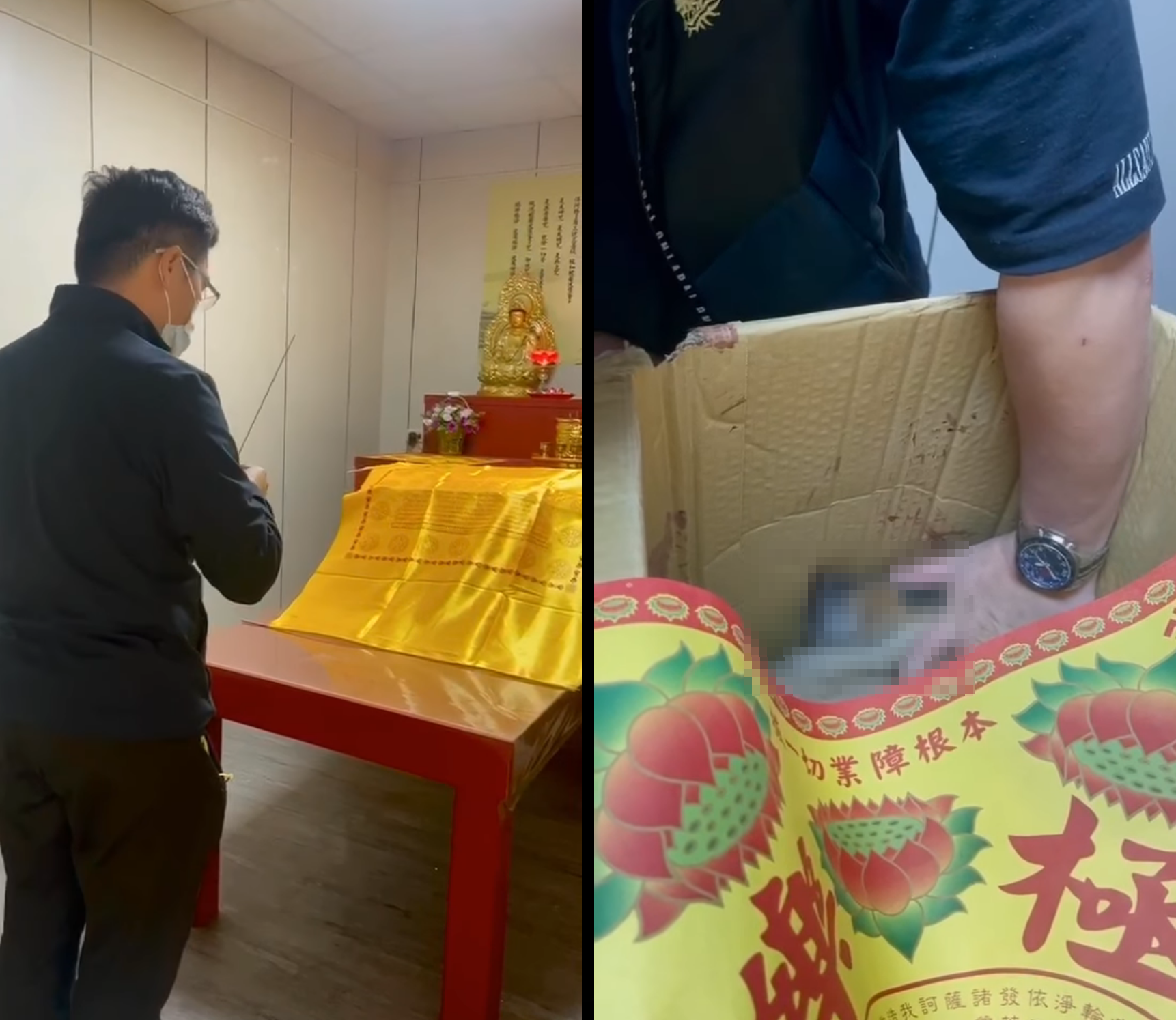 雲林輾狗男於案發後隔天前往浪狗靈堂上香致歉。(翻攝自邵柏虎臉書)