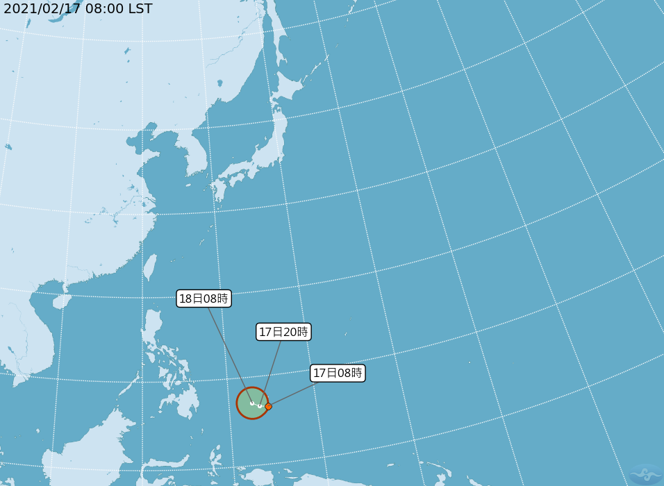 熱帶性低氣壓路徑潛勢預報。（翻攝自中央氣象局網站）