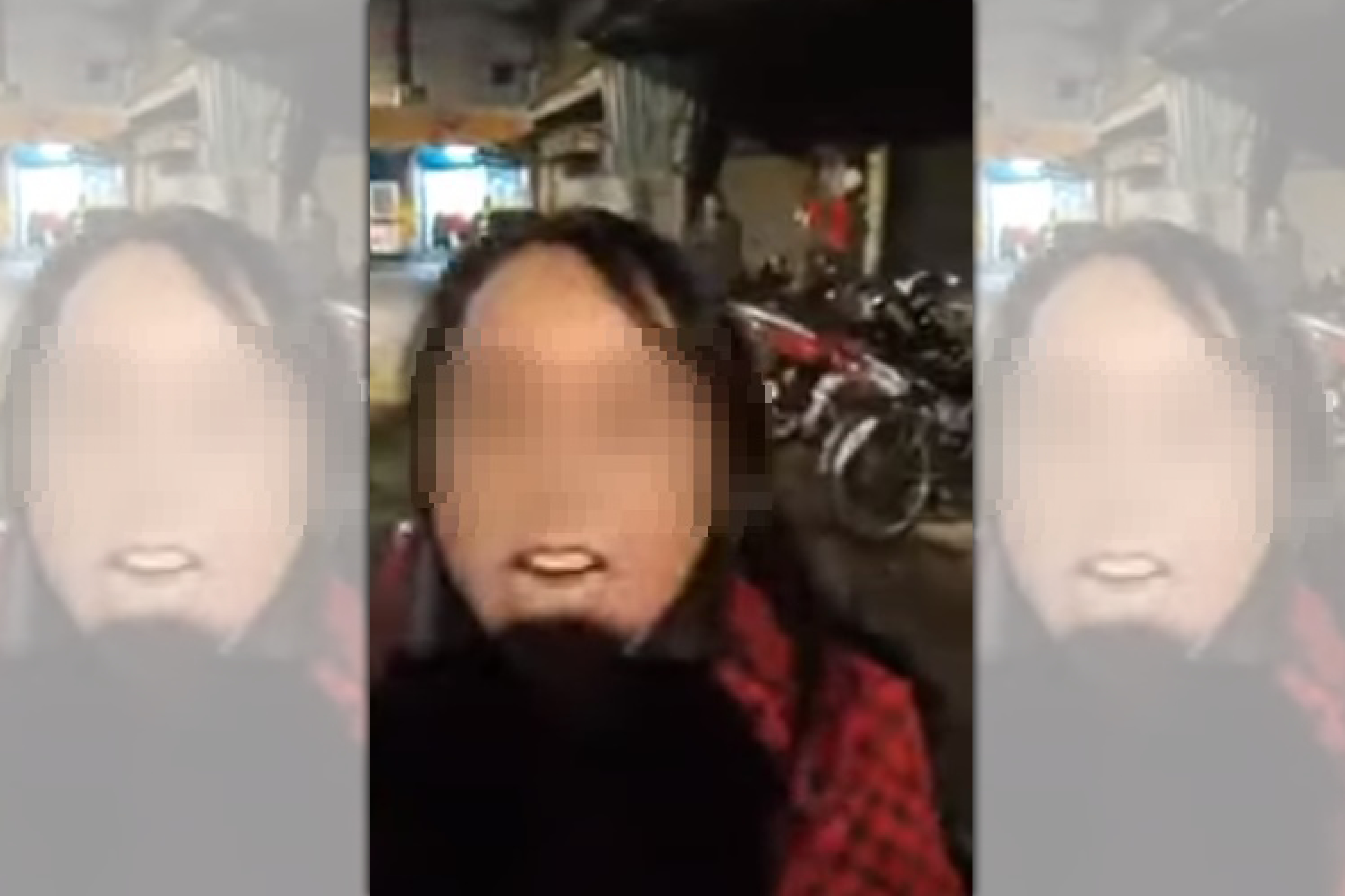 紅衣大媽喝醉「盧小」外送員還半夜大喊「你強姦我」，醜態全被看光光。（翻攝自cycy Liu YouTube頻道）