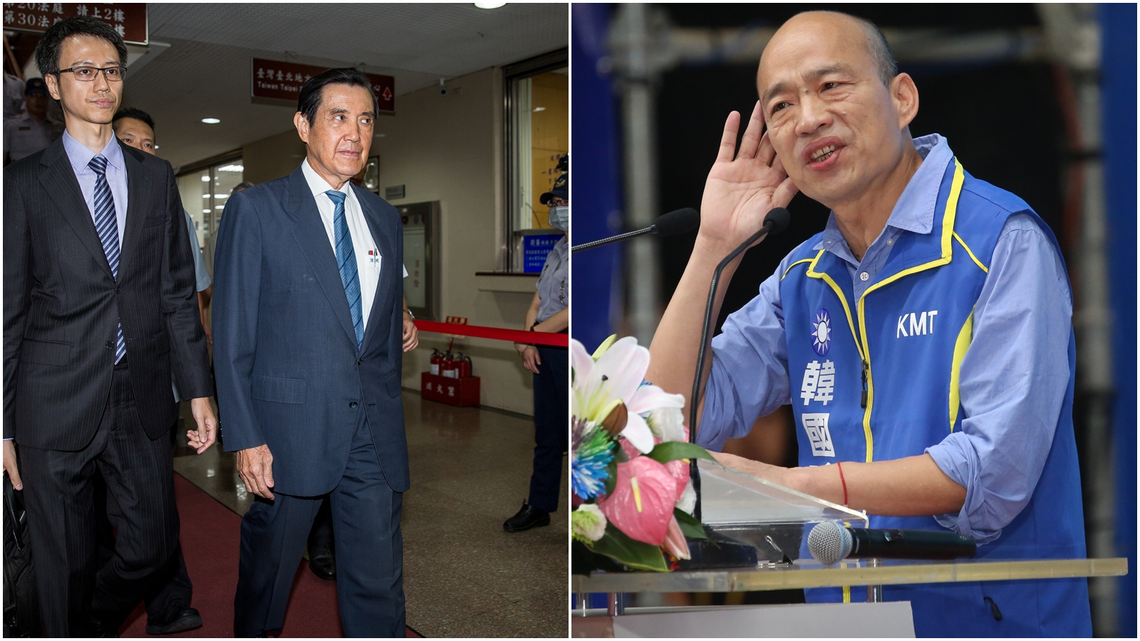 針對韓國瑜（右）替他抱不平，馬英九（左）低調回應。（本刊資料照）