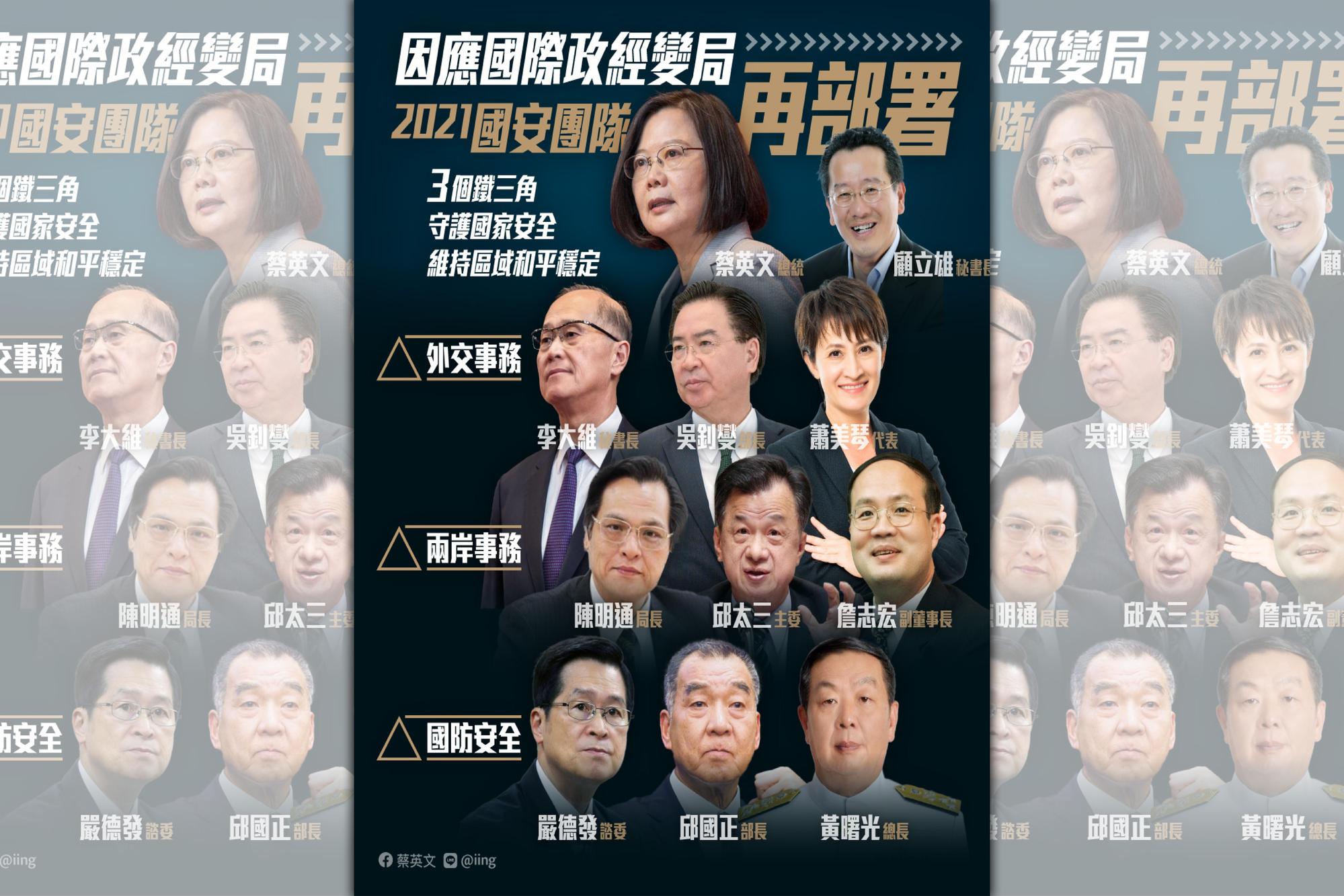 總統蔡英文今（19日）宣布就外交事務、兩岸事務及國防安全三個面再部署。（翻攝自蔡英文臉書）