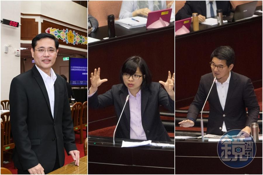 立委江永昌、林淑芬、劉建國（由左至右）3人在萊豬相關法案跑票懲處案，民進黨中評會25日再次開會討論。（資料照）