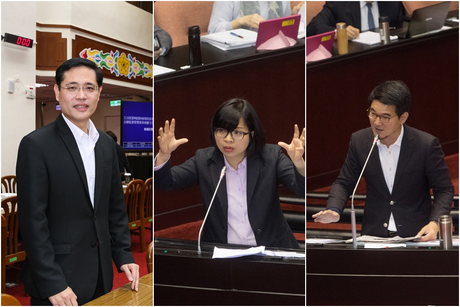 立委江永昌、林淑芬、劉建國（由左至右）3人在萊豬相關法案跑票懲處案，民進黨中評會25日再次開會討論。（資料照）