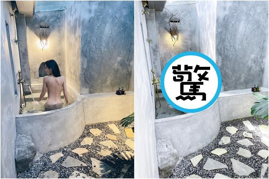 曾莞婷背部全裸泡湯照慶祝《角頭—浪流連》票房破億，沒想到在同樣場景，有位男星也大方脫了。（翻攝自曾菀婷、KID臉書）