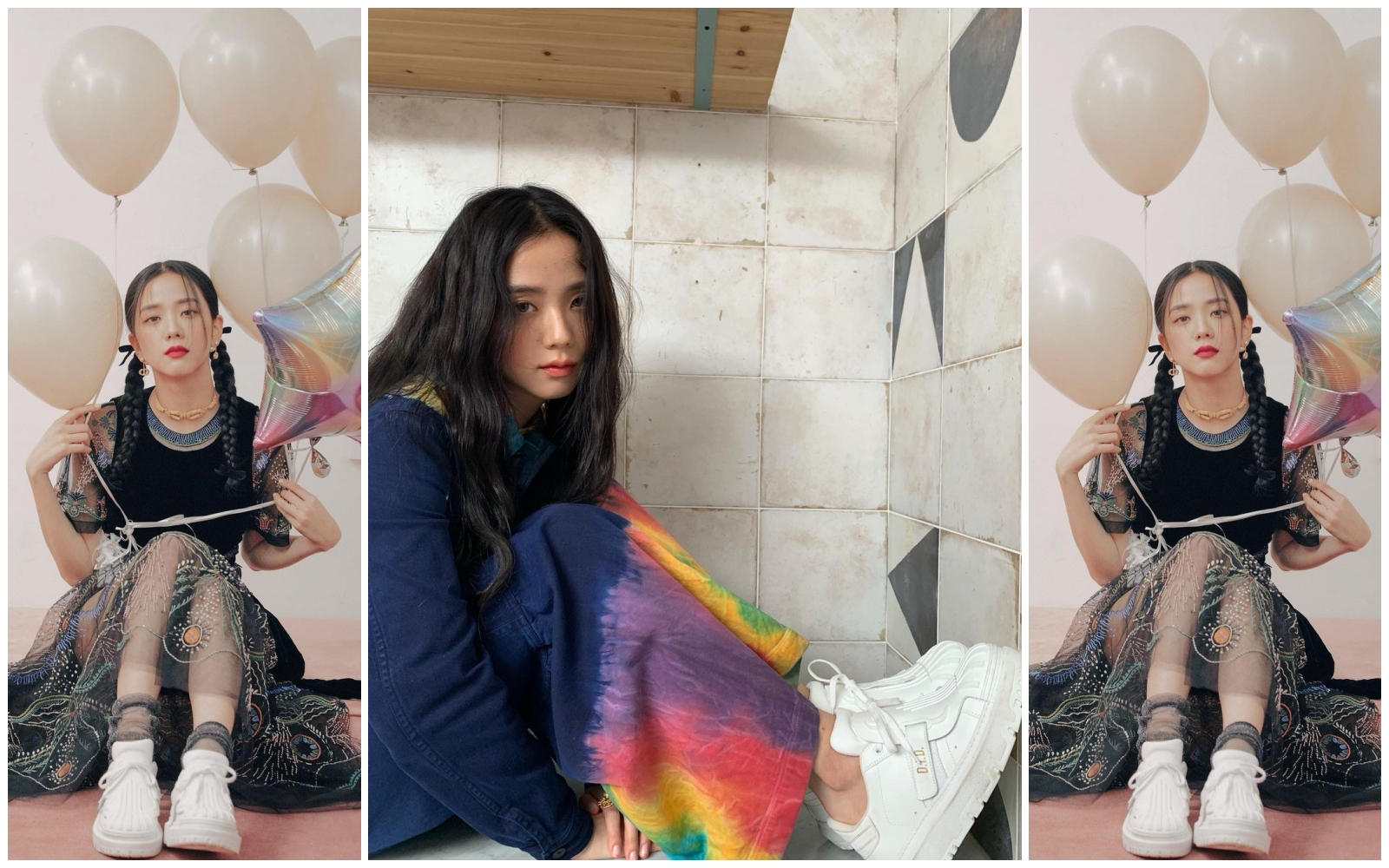 Jisoo以不同服裝look搭配同雙DIOR-ID鞋款，彰顯鞋子的百搭多變樣貌。（翻攝自Jisoo IG）