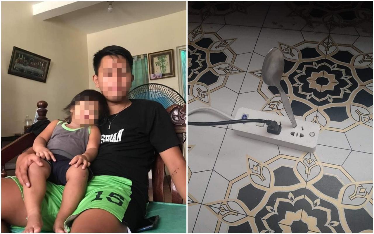 2歲男童將鐵湯匙「插插座」觸電身亡，父母悲痛不已。（翻攝自Eloisa Acay Angara臉書）